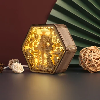 3D Papel de Escultura Sombra de Luz Caixa de Escultura Lâmpada de Ópera Chinesa da Noite do DIODO emissor de Luz de Artesanato Noiva de Presente de Casamento, Decoração de Quarto