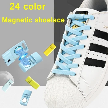 1 segundo Sem amarrar cadarço 24Color cadarço Elástico Magnético de metal de bloqueio Rápido desgaste na Televisão Adequada para todos os sapatos de cordões Preguiçoso