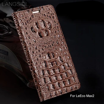 Luxo couro genuíno telefone flip caso de Crocodilo textura de volta Para LeEco Max2 Tudo feito a mão telefone caso