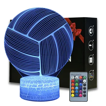 Ilusão 3D Voleibol Noite Esportes de Luz Lâmpada de Mesa de Crianças Decoração do Quarto Lâmpada de Presentes Criativos Para Aniversário de Natal