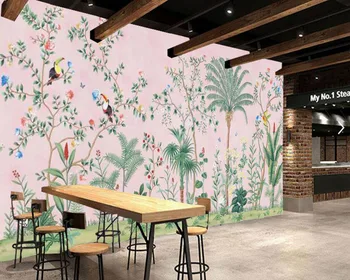 Papel de parede personalizado de flora Tropical e fauna papagaio, flores, folhas de papel de parede mural,sala de tv de parede quarto decoração de casa