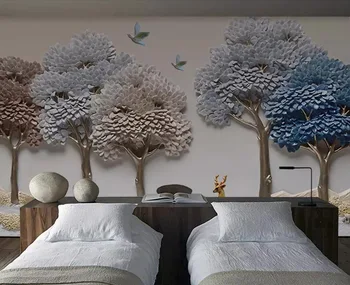 XUE SU revestimento de Parede personalizados de grande escala, papel de parede 3D tridimensional relevos fortuna árvore de alce na parede do fundo