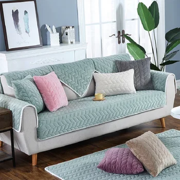 Nordic inverno Quente sofá almofada de sofá de veludo Cristal tampa antiderrapante sofá toalha sofá de couro protetor feito slipcover