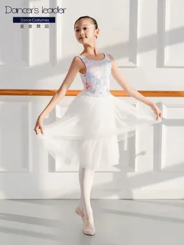 Crianças de Formação de Ballet Roupas Aquarela Impressão Funda Ginástica Collant de Ballet Desempenho das Meninas Roupas