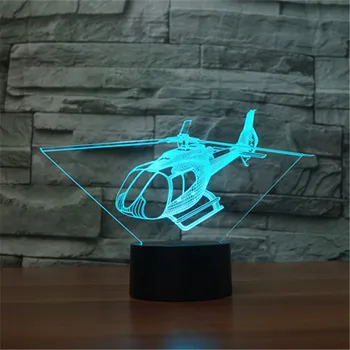 Frete grátis novo helicóptero de 7 cores 3D luzes toque de luz de visão gradiente de acção orientada para a lâmpada de presentes de Natal para crianças