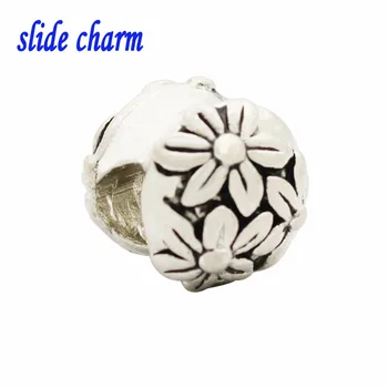 apresentação de charme frete Grátis personalidade Única presente da moda a preto e branco floral charme esferas de ajuste pulseira Pandora