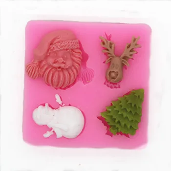 FM389 série do Natal de chocolate do molde molde de silicone duplo açúcar morrer sabão molde