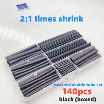 140pcs black box tubo termo-retrátil combinação terno fita elétrica da isolação manga linha de dados de 2:1timesshrinkWire andCable