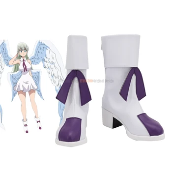 Os Sete Pecados Mortais Elizabeth Liones Botas de Cosplay de Elizabeth Deusa Clã Cosplay Sapatos Personalizados Branco Botas para Unisex
