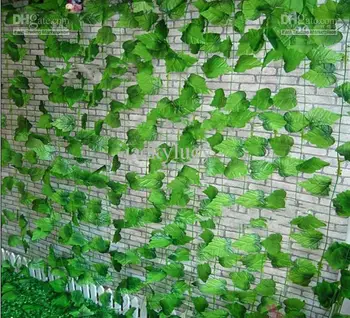 Belo Simulação Artificial Verde Escalada Vinha De Folhas De Uva Para A Decoração Home Da Parede Decoração Do Partido Frete Grátis