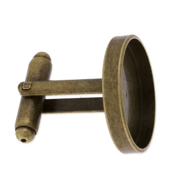 16 mm Rodada molduras punho de ligação da base de dados de bandeja de bronze antigo moldura de latão, ligações de punho, casamento cuff link espaços em branco, 2 mm de profundidade-C3578