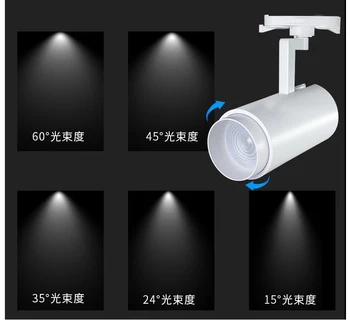 Fanlive 20pc Faixa de Luz Ajustável com Foco Pista Lâmpada de 20W 30W 40W COB Trilho de Luz de Holofotes Elétricos C.A. 85-265V Para a Loja de tecidos
