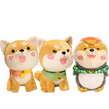 25cm Bonito shiba inu Dog brinquedos de Pelúcia, brinquedos de Pelúcia Animais dos desenhos animados do Japão Anime Cão Macio Boneca com Lenço de Brinquedos para Crianças, Presente de Aniversário