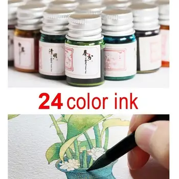 5ML 24Colors Caligrafia Escrita Pintura Caneta-tinteiro de Tinta com Glitter em Pó Suave e Brilhante de Cor de Tinta Sem Cheiro Bela Garrafa