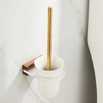 Montado na parede de Bronze e Cristal Suporte de Escova do Toalete Caneca de Cerâmica + Pincel Branco Ouro Acessórios de casa de Banho