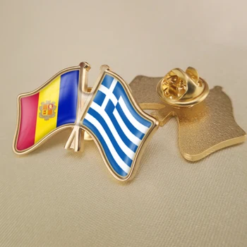 Andorra e da Grécia Cruzaram o Dobro Amizade Bandeiras Alfinetes de Lapela Broche de Crachás