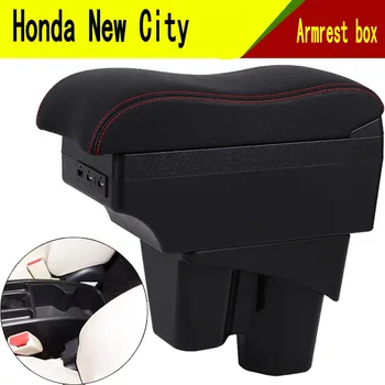 Para o Carro Honda City apoio de Braço, Caixa Central de Conteúdo Interior Braço Cotovelo Resto estojo de Carro-estilo com USB Suporte de Copo