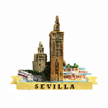 BABELEMI 3D Catedral de Sevilha, Espanha Viagens Turísticas Lembranças La Giralda, Imãs de Geladeira, Ímã de Geladeira com a Decoração Home