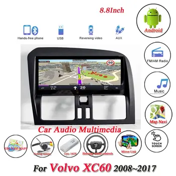 Carro Android Multimídia Player Para o Volvo XC60 2008-2014 2015 2016 2017 Rádio Estéreo GPS Sistema de Navegação com Ecrã HD de Ecrã PLANO