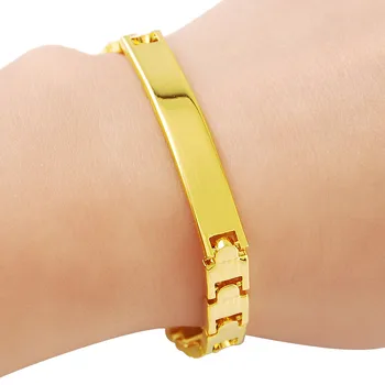 Ouro 24K Pulseira de 4MM Médio Luz Banhado a Ouro Bracelete da forma para Mulheres e Homens de Jóias Presentes