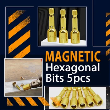 5pcs Magnético hexagonal bits Magnético Posicionamento Bits de chave de Fenda de Cabeça de Madeira Parafuso Hex com Haste de Posicionamento Pouco lote de Cabeça