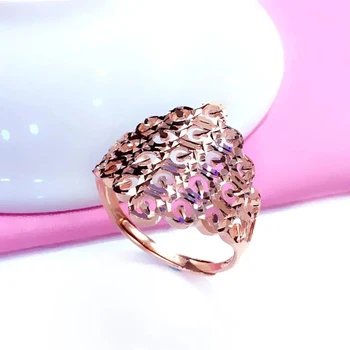 585 roxo de ouro 14K ouro rosa oco geométricas anéis para as mulheres vivem boca habilidade requintado clássico étnica charme jóias