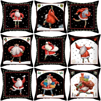2021Christmas Pillowcover 45*45 Cartoon Santa Impressão Fronha Sala de estar Decorativa Sofá Almofadas de Poliéster Capa de Almofada