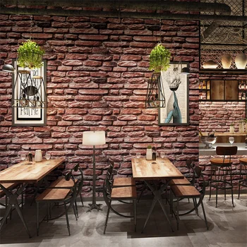 3D tridimensional de tijolo vermelho tijolo antigo, de pedra, tijolo padrão de papel de parede de pedra da cultura de fundo do restaurante, o papel de parede