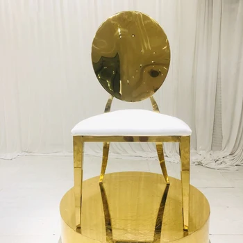 Luz de luxo aço inoxidável da cadeira de jantar moderna metal simples rodada de volta da cadeira do hotel banquete de casamento de Restaurante, Cadeira de Fábrica