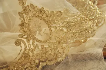 Estilo antigo Alençon Guarnição do Laço em Ouro para Bridals, Véus, Ligas , Trajes de 3 Metros