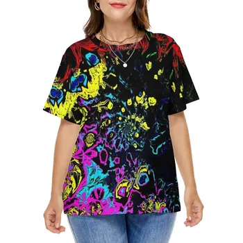 Colorido Paint Splatter T-Shirts Resumo o Padrão de Estilo de Rua T-Shirt de Manga Curta Feminino Engraçado Tshirt Tees Plus Size 7XL 8XL