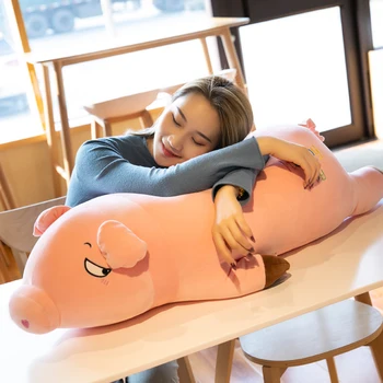 bonito deitado porco de pelúcia gigante de gordura porquinho boneca super macio travesseiro para dormir para a menina de presente de aniversário decoração 43 cm 110 cm DY50865
