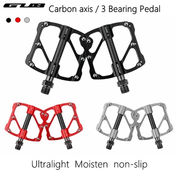 GUB Mountain Bike pedal da liga de alumínio de 3 de rolamento de fibra de Carbono tubo de ultraleve anti-derrapante durável do Aço do eixo da Estrada de Bicicleta pedais
