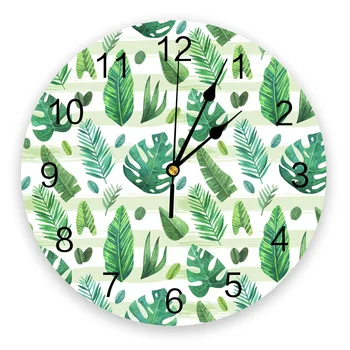 Folhas Verdes De Folha De Bananeira Tartaruga De Volta Folha De Relógio De Parede Design Moderno E Decoração Sala De Estar Relógio Mudo Relógio De Parede Decoração Da Casa
