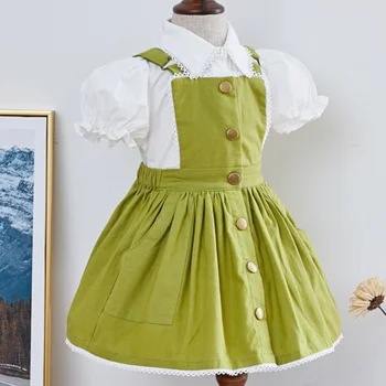 2020 verão da Menina do Bebê do algodão sem mangas Vestido de Menina Crianças espanhol vintage spaghetti strap vestido de linha-a