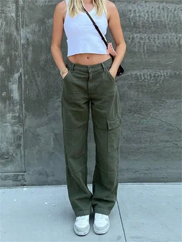 Mulheres de Cintura Alta Y2K de Jeans, Calças Soltas Vintage Perna Reta Calças Largas Casual Hipster Y2K E-Menina Streetwear