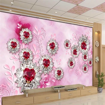 beibehang personalizado papel de parede para Sala de estar, Fantasia de Rosa Flor de Cristal de Rubi, Pintura de Parede de Fotos de papel de parede PLANO de Fundo