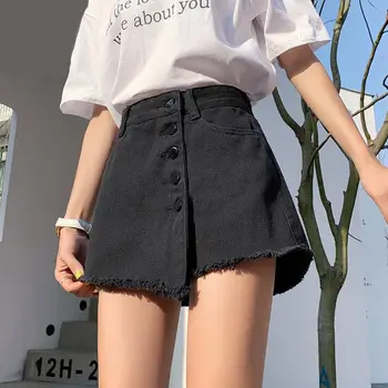O verão das Mulheres do Vintage Cintura Alta Oversized Casual, de Jeans, Shorts, Saias Nova Fêmea Quente Solta coreano Moda Short Jeans de Todos-jogo