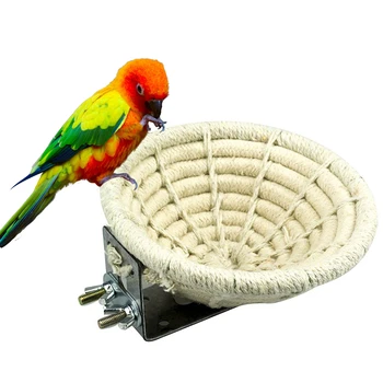 Manual de Trançado de Corda de Cânhamo Bird Nest Bed Multi-Propósito Artificial Finch Ninho do Pássaro Casa de Papagaio Hamster de Estimação Cama Ninho de Suprimentos