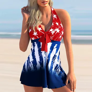 As Mulheres Plus Size Bikini Bandeira Americana Maiô De Duas Peças De Biquínis Tankini Sexy Biquínis Moda Praia Maiô Moda Praia Maiô