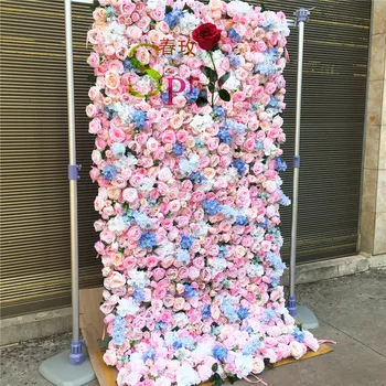 SPR Casamento Palco pano de fundo Decorativo Rosa Hortênsia Parede Enrolado Flor Artificial Fundo Branco