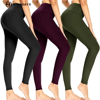 HIGHDAYS 3 Pack Leggings para Mulheres - Cintura Alta Barriga de Controle de Não Ver Através das Mulheres Treino Execução Legging Calças de Yoga