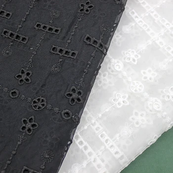 Tecido de malha de 1 jarda 135 cm 53 cm de Largura Preto Marfim Gaze de Tule Cheio de Renda Bordada Toalha de mesa Pano de Vestido de Costura Material M4F2