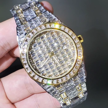 Relógio de ouro para os Homens Luxo de Data Automática Homens Movimento de Quartzo Sapphire Crystal 40mm de Discagem 30m Integral à prova d'água Diamante relógio de Pulso