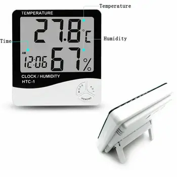 Família Termômetro Digital com Visor de Temperatura Higrômetro Relógio Medidor de Temperatura Interior do Higrómetro do Termômetro de LCD