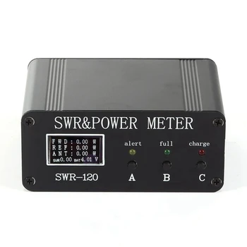 1 PCS SWR HF Curto de Onda de Onda estacionária Medidor de SWR E Medidor de Potência+Bateria+OLED FM AM CW SSB Com o Botão 1.8 Mhz-50Mhz Preto