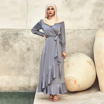 2023 Primavera De Vestimenta Muçulmana Do Oriente Médio A Longo Irregular Plissado Abaya Mulheres Manto Pour Femme Musulmane Vestidos Arabes Dubai Y Turcos