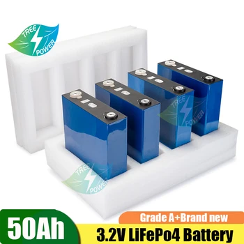 8pcs 3.2 V 50Ah Lifepo4 Células de Lítio de Fosfato de Ferro para 12V 52Ah Bateria Recarregável Diy de Armazenamento de Energia Solar