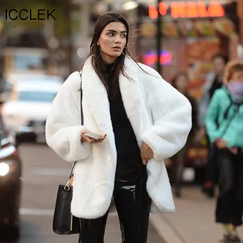 Inverno ins marca de moda com a mesma senhora, na rua temperamento branca, casaco de lã mulheres da imitação do casaco de pele