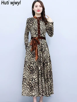 2022 Impressão De Leopardo De Festa Sexy Midi Vestido Outono Inverno Malha Elegante, Casual, Vestido De Luxo, Mulheres Coreano Moda Chique Vestido De Baile